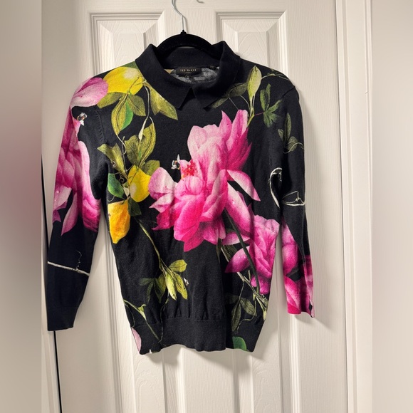 Ted Baker Merilie Citrus Bloom Floral Sweater Black - Picture 4 of 5